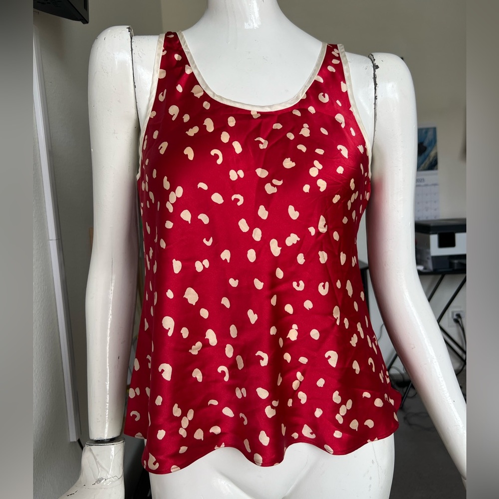 Vtg Valentino for Saks Fifth Ave red and cream polka dots Cami- Beautiful!